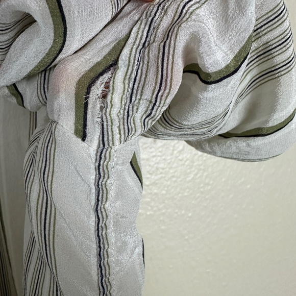 Anine Bing Women’s Large Silk Top Pinstripe Minimalist Quiet Luxury Blouse Cream - Picture 5 of 6